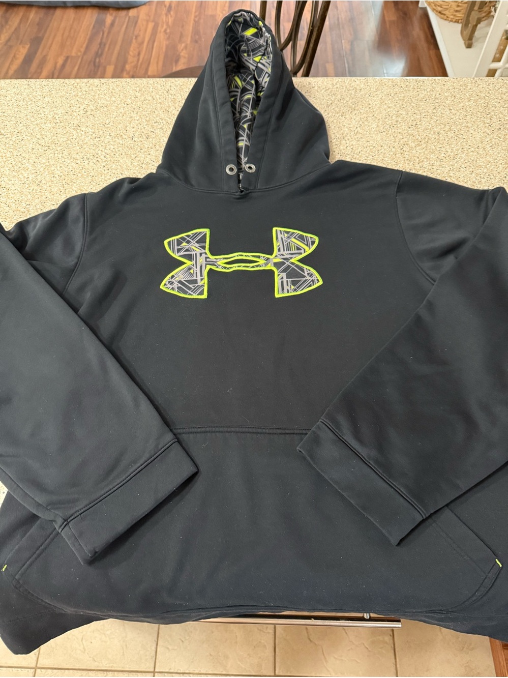 Men’s Under Armour Black Hoodie with Neon Lime Logo